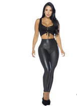 Load image into Gallery viewer, Faux leather High waist skinny push up effect with shaper leggings 1010