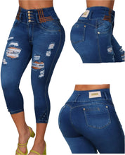 Load image into Gallery viewer, 7407 Jean's Capri Colombianos Cintura Alta levanta cola butt lifter high waist faja