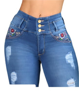 Load image into Gallery viewer, 7514 Jean's Capri Colombianos Cintura Alta levanta cola butt lifter high waist faja