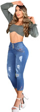 Load image into Gallery viewer, 7514 Jean's Capri Colombianos Cintura Alta levanta cola butt lifter high waist faja