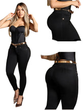Load image into Gallery viewer, Jean's Colombianos 7902 High Waist Cintura Alta Levanta Butt Lifter Black Women's Bottom Pants Love Basic Style Womenswear Belts