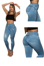 Load image into Gallery viewer, 8001 Jean's Colombianos Cintura Alta levanta cola butt lifter high waist tummy control