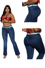 Load image into Gallery viewer, 8012 Jean's Colombianos Cintura Alta levanta cola butt lifter high waist flared tummy control