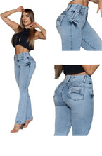 Load image into Gallery viewer, 8018 Jean's Colombianos Cintura Alta levanta cola butt lifter high waist flared tummy control