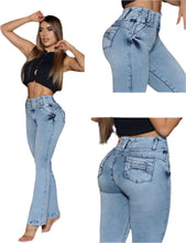 Load image into Gallery viewer, 8018 Jean's Colombianos Cintura Alta levanta cola butt lifter high waist flared tummy control