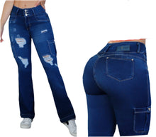 Load image into Gallery viewer, 8204 Flared Jean's Colombianos Cintura Alta levanta cola butt lifter high waist tummy control