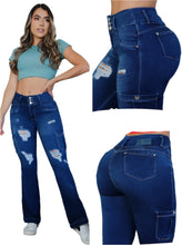 Load image into Gallery viewer, 8204 Flared Jean's Colombianos Cintura Alta levanta cola butt lifter high waist tummy control