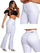 Load image into Gallery viewer, Colombian Flared 9148 butt lifter high waist control white jeans