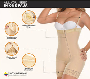 0766 Mid Thigh Strapless Body Shaper for Women Powernet Colombian