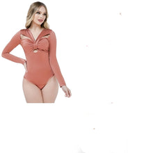 Load image into Gallery viewer, 4820 metalic knit Top Bodysuits Tummy control medium compression Body&#39;s con faja de mediana compresion
