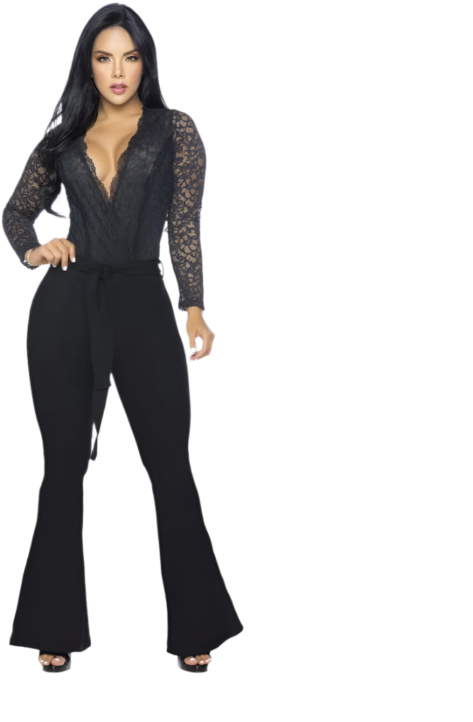 Jumpsuit tummy control butt lifter fashion flared 6086
