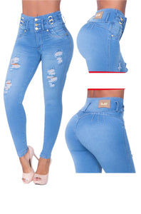 High waist tummy control cintura alta Jean's Colombianos 6107