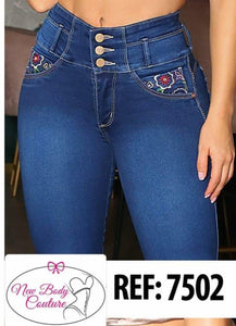 7502 Jean's Capri Colombianos Cintura Alta levanta cola butt lifter high waist faja