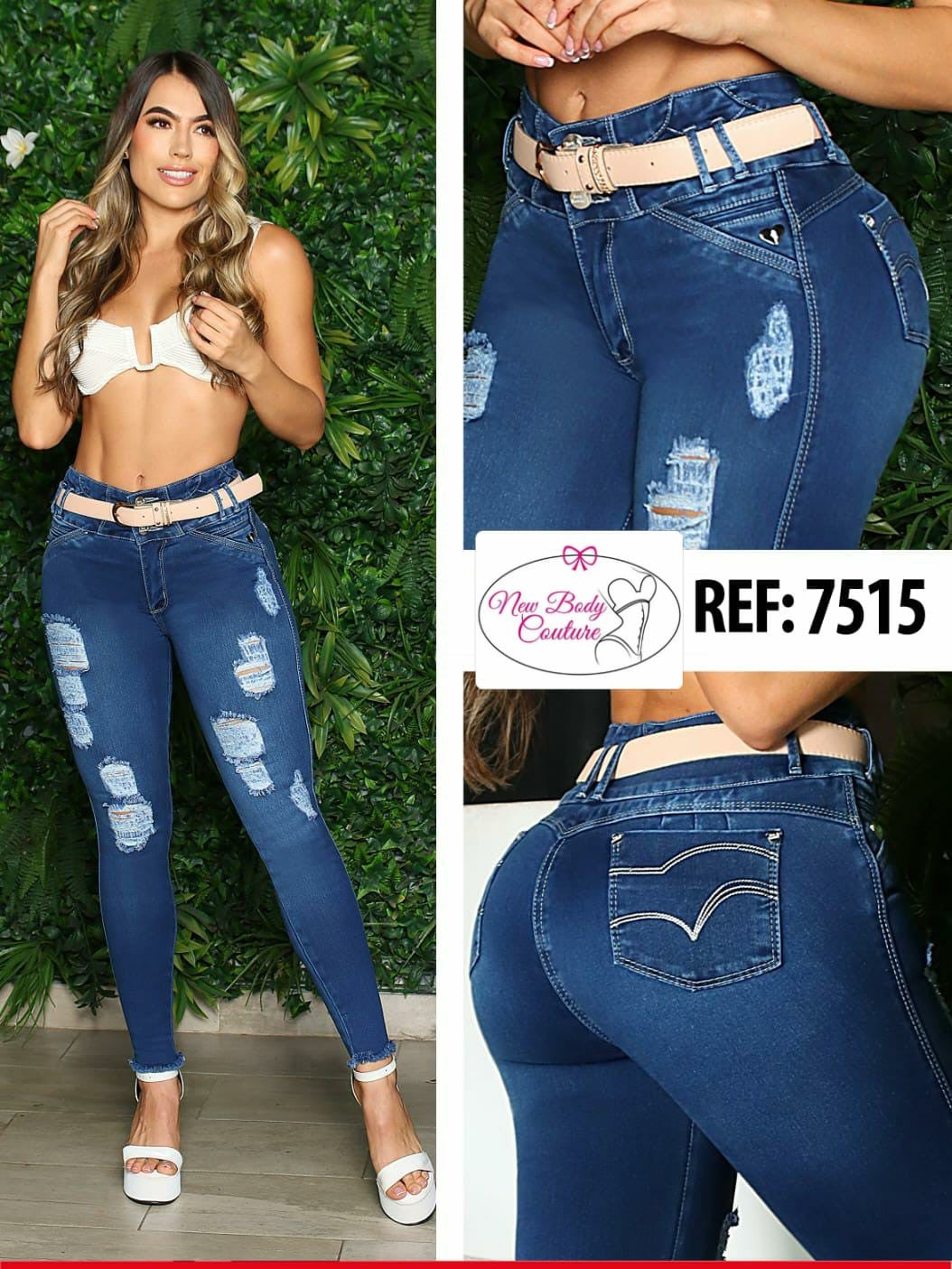 7515 Jean's Colombianos Cintura Alta levanta cola butt lifter high waist faja