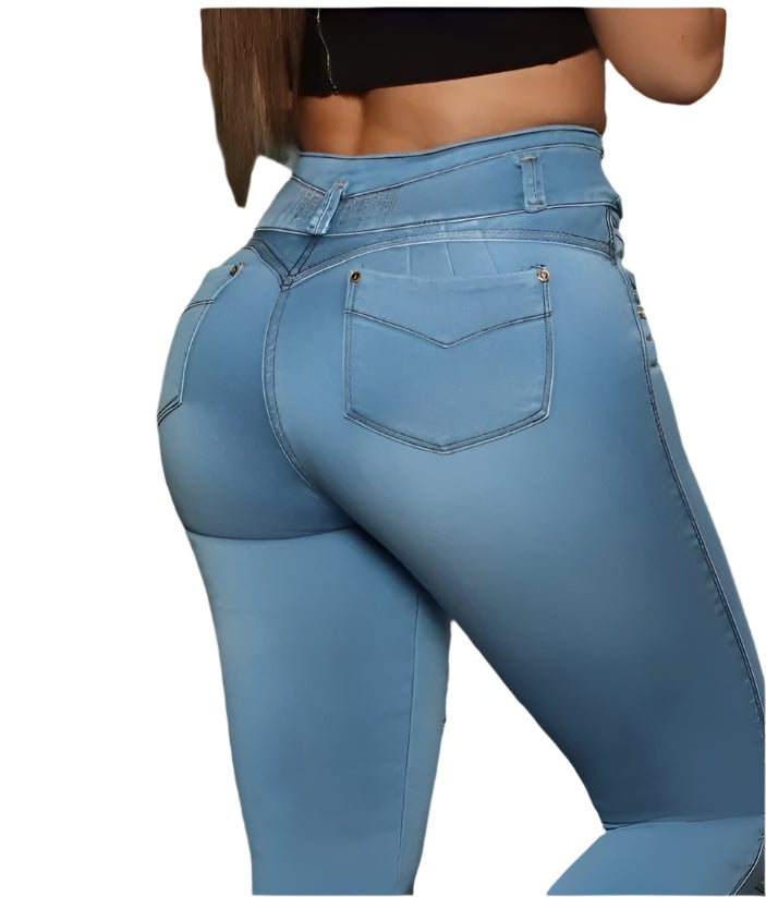 8001 Jean's Colombianos Cintura Alta levanta cola butt lifter high waist tummy control