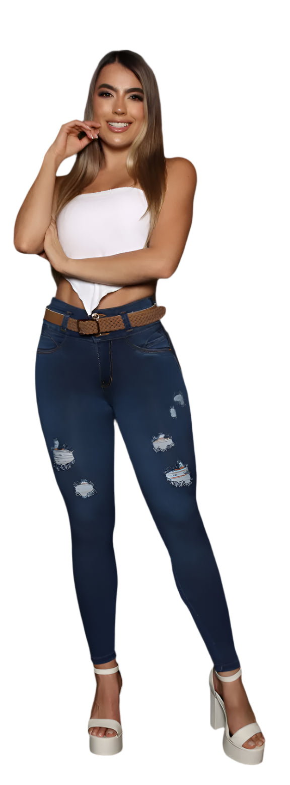 8002 Jean's Colombianos Cintura Alta levanta cola butt lifter high waist tummy control