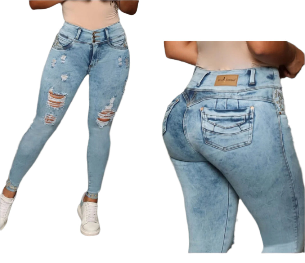 8003 Jean's Colombianos Cintura Alta levanta cola butt lifter high waist tummy control