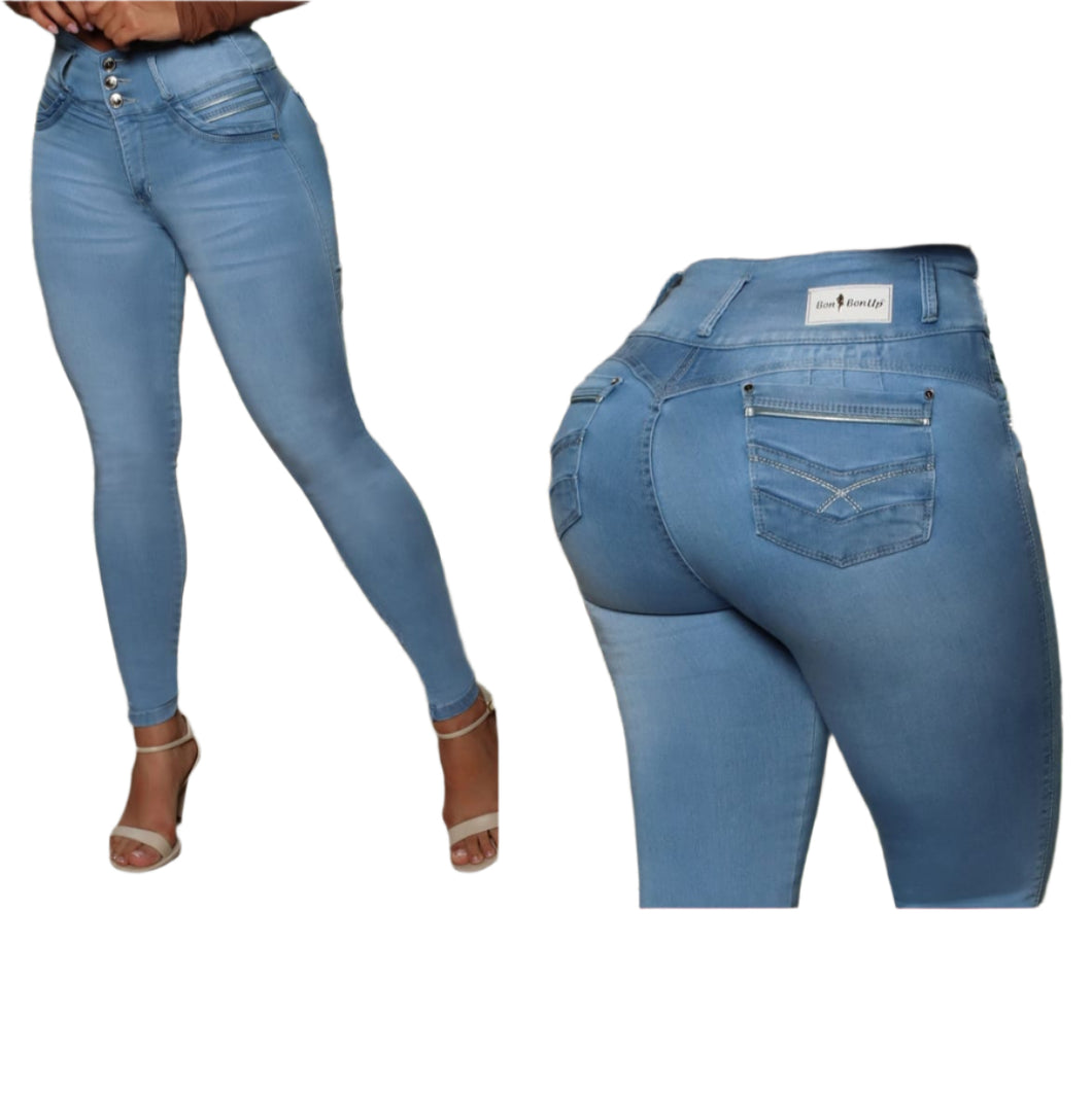 8004 Jean's Colombianos Cintura Alta levanta cola butt lifter high waist tummy control