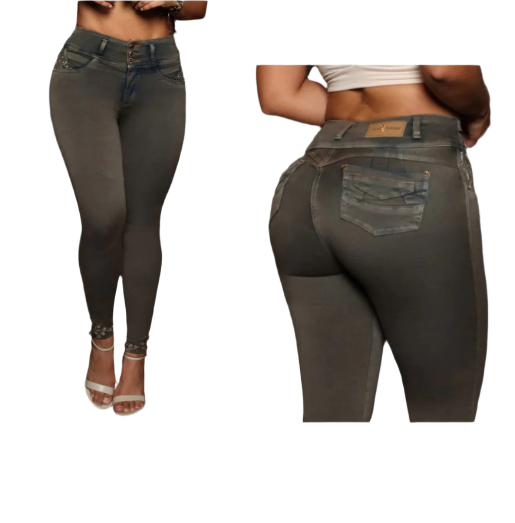 8016 Jean's Colombianos Cintura Alta levanta cola butt lifter high waist tummy control