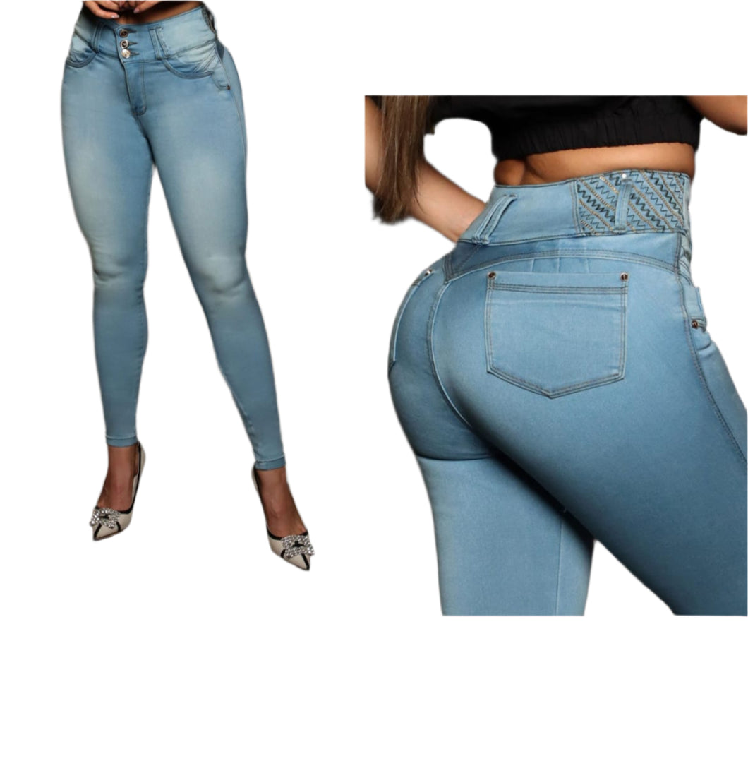 8019 Jean's Colombianos Cintura Alta levanta cola butt lifter high waist tummy control