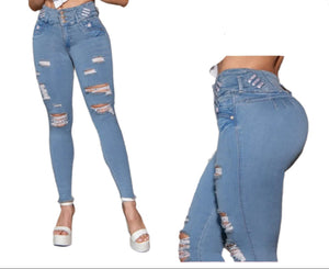 8110 Jean's Colombianos Cintura Alta levanta cola butt lifter high waist tummy control