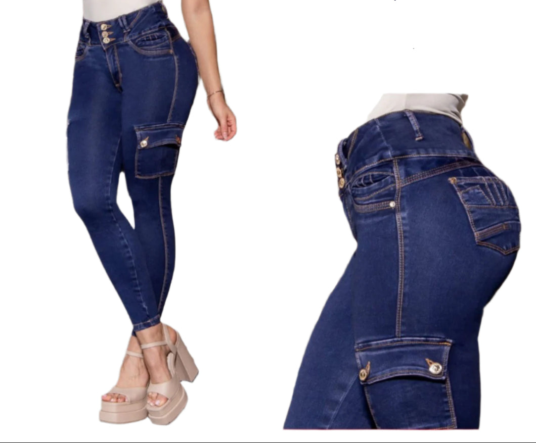 8114 Jean's Colombianos Cintura Alta levanta cola butt lifter high waist tummy control