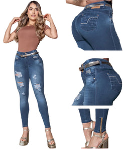 8123 Jean's Colombianos Cintura Alta levanta cola butt lifter high waist tummy control