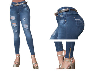 8123 Jean's Colombianos Cintura Alta levanta cola butt lifter high waist tummy control