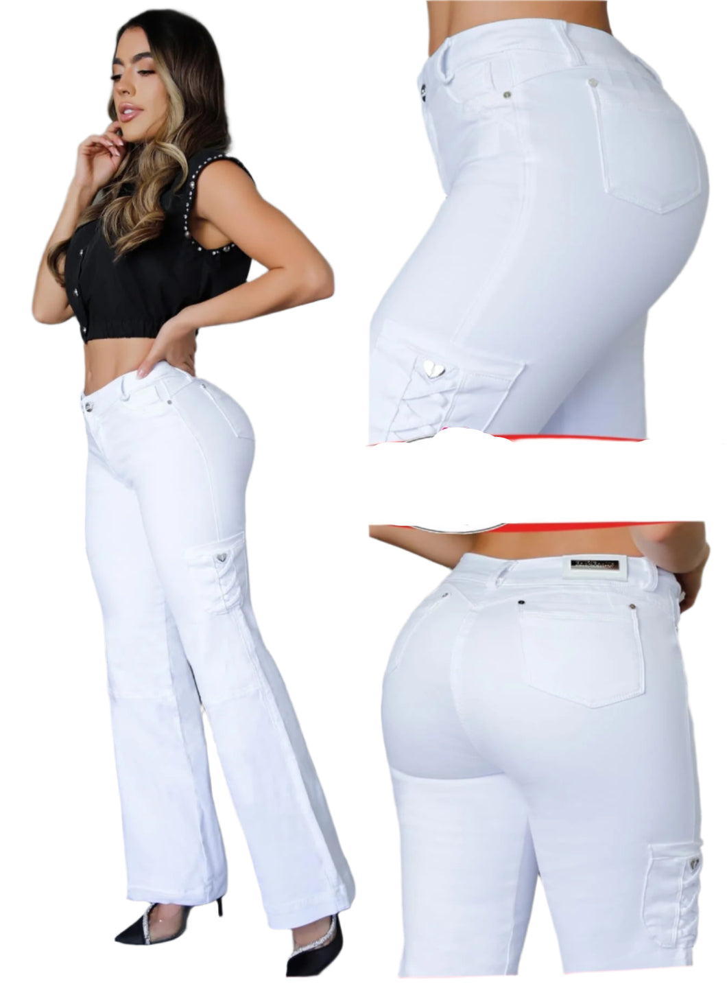 8201 Flared Jean's Colombianos Cintura Alta levanta cola butt lifter high waist tummy control