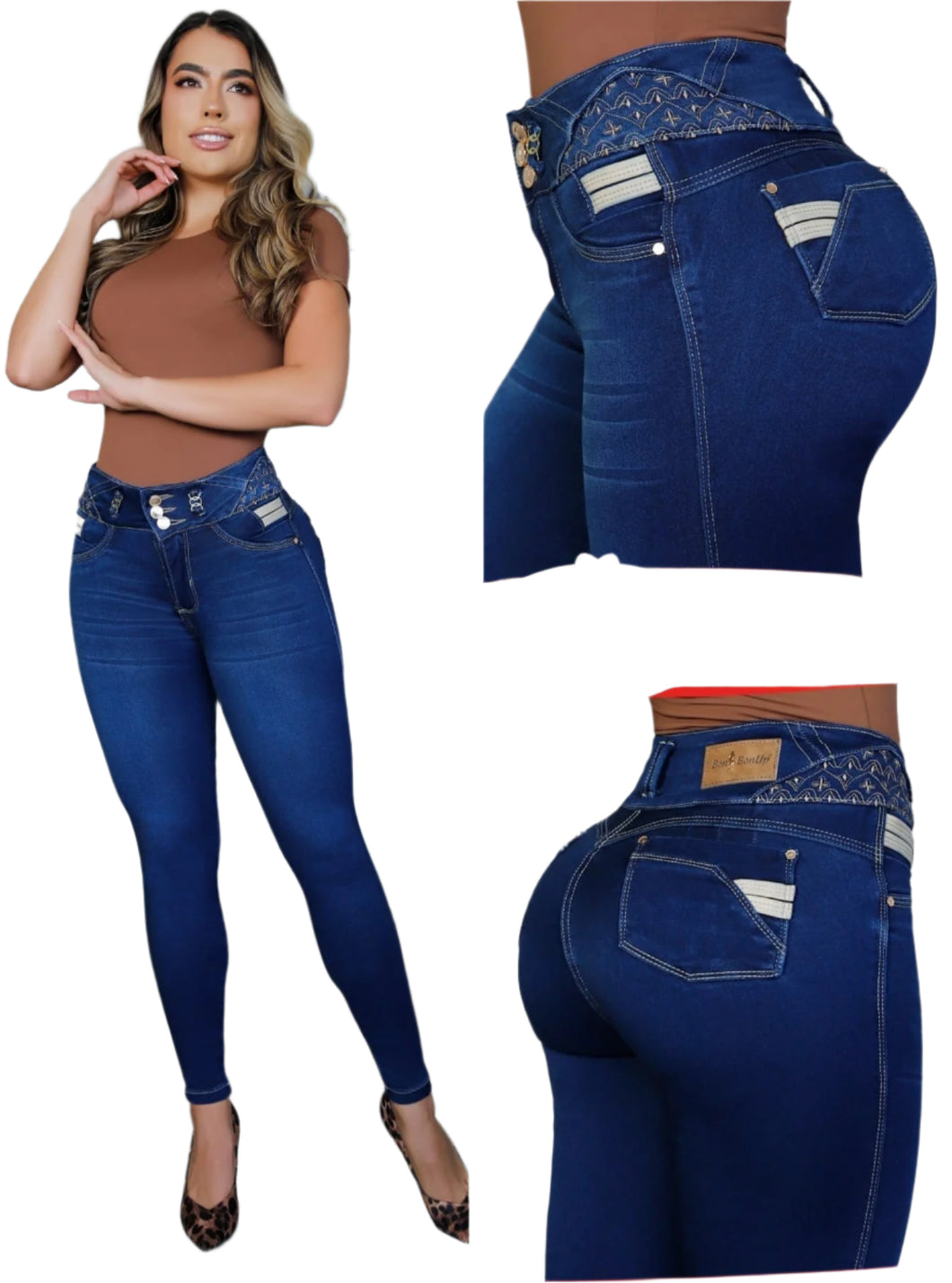 8203 Jean's Colombianos Cintura Alta levanta cola butt lifter high waist tummy control push up effect skinny