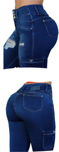 8204 Flared Jean's Colombianos Cintura Alta levanta cola butt lifter high waist tummy control