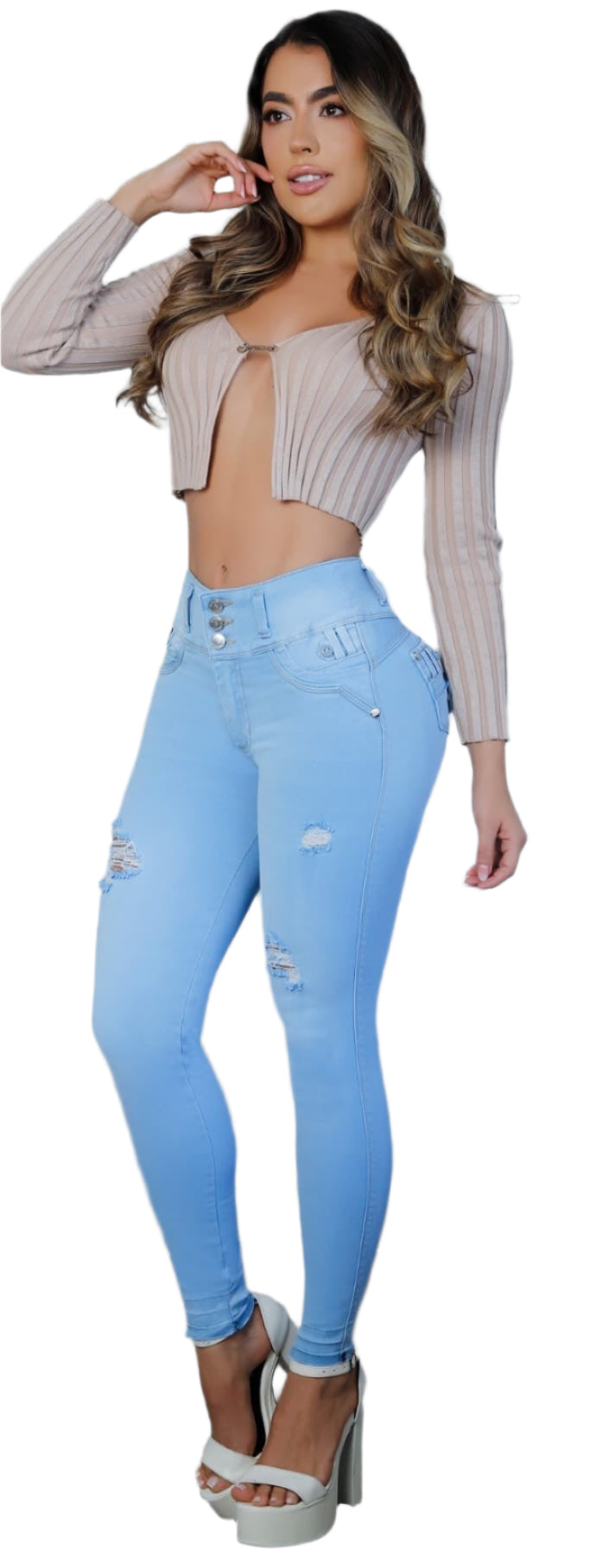 8213 Jean's Colombianos Cintura Alta levanta cola butt lifter high waist tummy control push up effect skinny