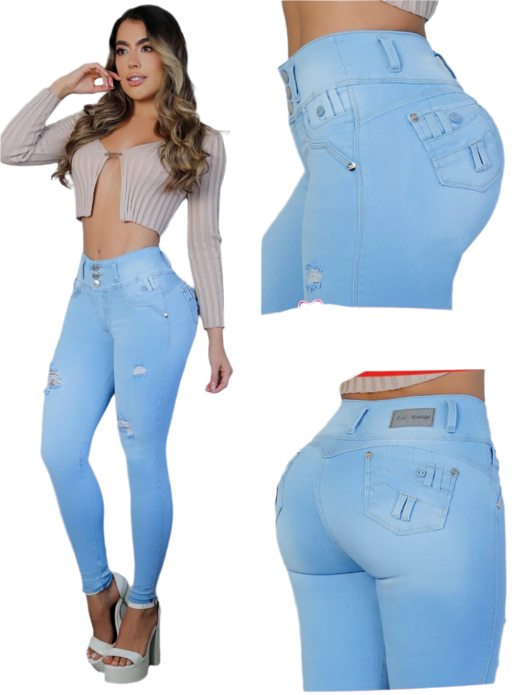 8213 Jean's Colombianos Cintura Alta levanta cola butt lifter high waist tummy control push up effect skinny