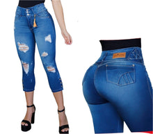 Load image into Gallery viewer, 8221 Capri High waits butt lifter Colombianos Cintura Alta Levanta Cola pescador tobillero ankle
