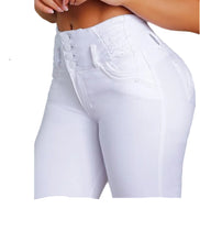 Load image into Gallery viewer, Colombian Flared 9148 butt lifter high waist control white jeans

